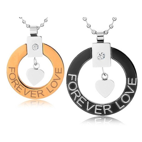 Náhrdelníky pro dva z chirurgické oceli, obrys kruhu, srdíčko, "Forever love" Šperky eshop