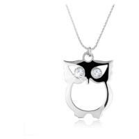Stříbrný 925 náhrdelník, řetízek a moudrá sova se zirkonovými očky