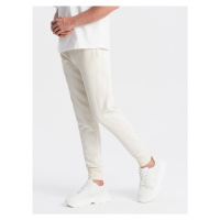 BASIC men's cotton sweatpants joggers - cream V5 OM-PABS-0174