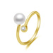 Beneto Otevřený pozlacený prsten s pravou perlou a zirkonem AGG469P-G