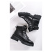 Černé šněrovací kotníkové boty 1-26819