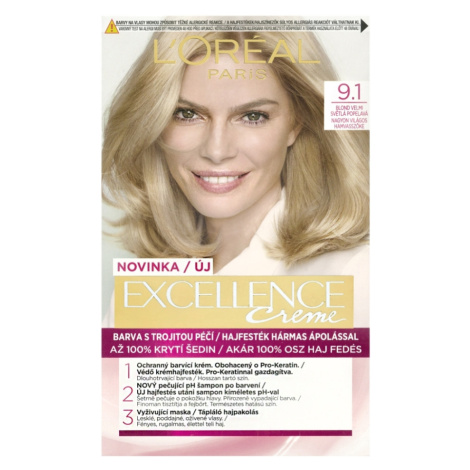 L'OREAL Excellence Creme Barva na vlasy 9.1 Blond velmi světlá plavá L’Oréal Paris