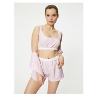 Koton Crop Pajama Top Elastic Waist Buttoned Strap