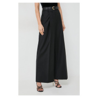 Kalhoty s příměsí vlny Ivy Oak černá barva, široké, high waist, IO115169