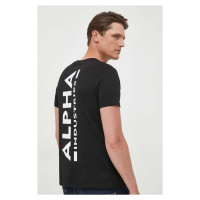 Bavlněné tričko Alpha Industries T 128507 03 černá barva, s potiskem, 128507.03-black