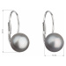 Stříbrné náušnice visací s šedou říční perlou 21044.3