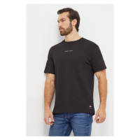 Bavlněné tričko Tommy Jeans černá barva, s aplikací, DM0DM18266
