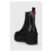 Kožené kotníkové boty Tommy Hilfiger ELEVATED WEDGE BOOTIE dámské, černá barva, na klínku, FW0FW