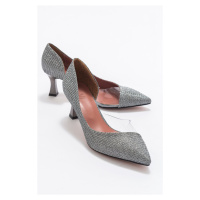 LuviShoes 353 Platinum Glittery Heels Women's Shoes
