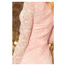 Růžové krajkové šaty s výstřihem CLAUDIO Pudrová