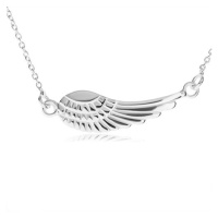 Stříbrný náhrdelník 925, přívěsek - andělské křídlo s gravírováním
