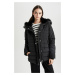 DEFACTO Water Repellent Detachable Faux Für Hooded Quilted Coat