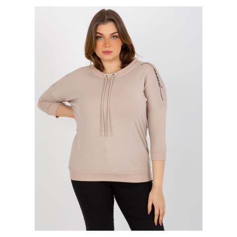 Dámská halenka plus size s 3/4 rukávy - béžová Fashionhunters