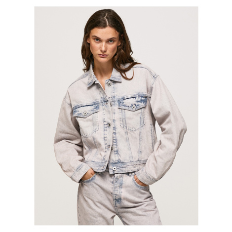 Modro-bílá dámská oversize džínová bunda Pepe Jeans Turner Rose - Dámské
