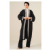 Bigdart 5865 Knitted Long Kimono with Embroidery - Black