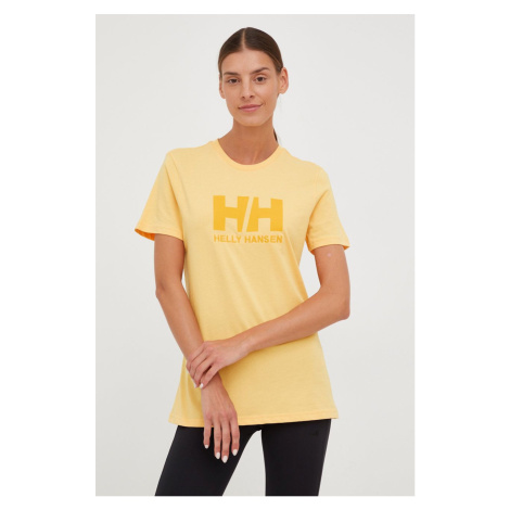 Bavlněné tričko Helly Hansen oranžová barva, 34112-001