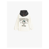 Koton Hooded Sweatshirt City Printed Long Sleeve Raised Cotton