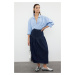 Trendyol Dark Blue Maxi Denim Skirt