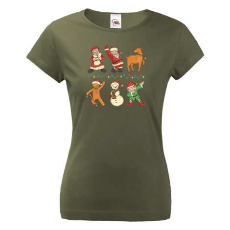 Dámské vánoční tričko s potiskem vánočních postaviček - vánoční tričko BezvaTriko