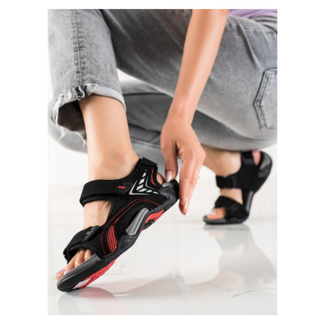Moderní sandály dámské černé bez podpatku DK