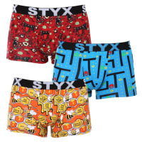 Styx 3PACK pánské boxerky art sportovní guma vícebarevné M