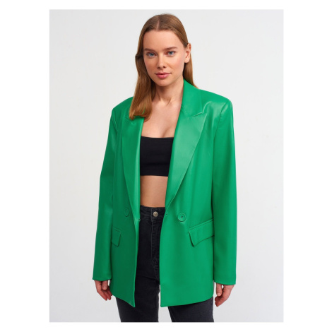 Dilvin 6939 Faux Leather Jacket-green