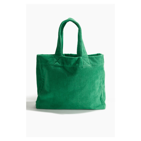 H & M - Plážová taška z bavlněného froté - zelená H&M