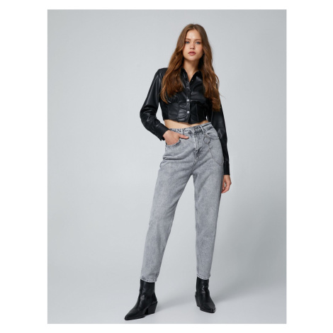 Koton High Waist Jeans Mírně Skinny Leg - Mom Jeans