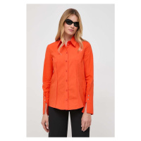 Košile Patrizia Pepe dámská, oranžová barva, regular, s klasickým límcem