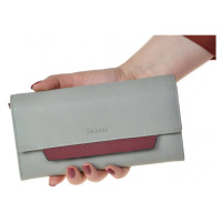 SEGALI Dámská kožená peněženka SG-27411 šedá/vínová