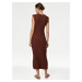 Tmavě hnědé dámské texturované šaty Marks & Spencer