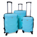 Rogal Světle modrá sada 3 luxusních skořepinových kufrů "Luxury" - M (35l), L (65l), XL (100l)