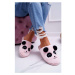 Kožešinové dámské pantofle růžové barvy s pandou