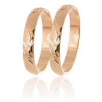 Snubní prsteny z růžového zlata půlkulaté ryté SNUB0138R + DÁREK ZDARMA