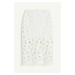 H & M - Saténová sukně s madeirou - bílá