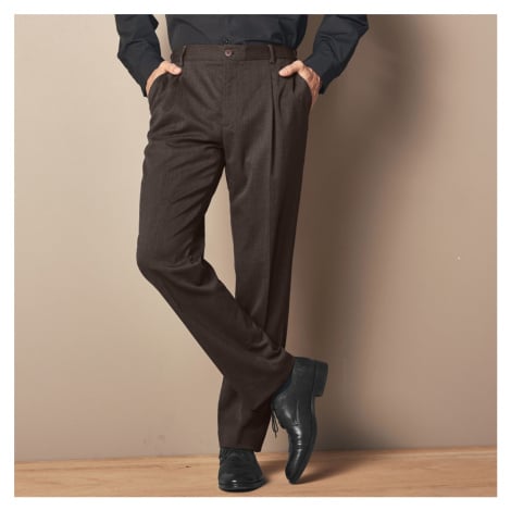 Blancheporte Kalhoty s pružným pasem, polyester/vlna oříšková