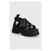 Sandály Buffalo Aspha Fsh Ot dámské, černá barva, na platformě, 1601263.BLK