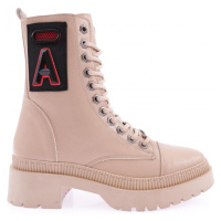 DGN K9062 Women's Lace-Up Emblem Detail Boots.