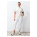 Trendyol Curve White High Waist Plus Size Cropped Bell-bottom Jeans