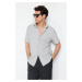 Trendyol Gray Regular Fit Short Sleeve Summer Textured Knitted Shirt