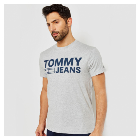 Tommy Jeans pánské šedé tričko Essential