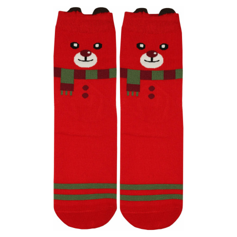 Vánoční medvídek - veselé dámské ponožky červená Aura.Via