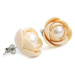 Troli Světle béžové náušnice puzetky kytičky s perlou Preciosa