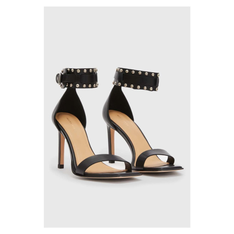 Kožené sandály AllSaints ALMA dámské, černá barva, na podpatku, WF027Z