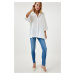 Happiness İstanbul Women's White Slit Soft Textured Knitted Shirt