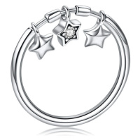 Stříbrný prsten s visacími hvězdičkami a srdíčky