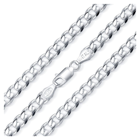 Stříbrný náhrdelník řetěz CURB Pancr 6 mm - rhodiovaný varianta 70 cm Silvego