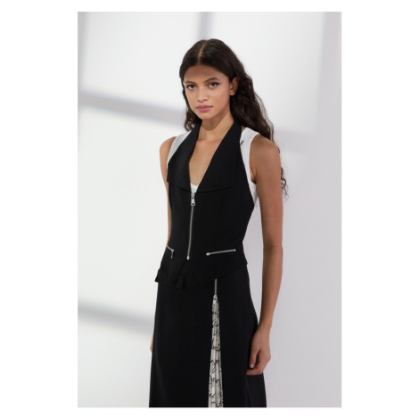Halenka karl lagerfeld waistcoat zip blouse black