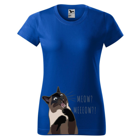 DOBRÝ TRIKO Dámské tričko s potiskem Naštvaná kočka Barva: Královsky modrá