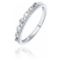 Klenoty Amber Stříbrný prsten s drobným řetízkem - zirkony